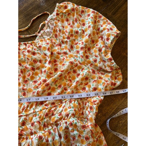 Torrid Orange Mini Floral Square Top Blouse Flowy Boho Coastal Fall 5 5X - Picture 6 of 8